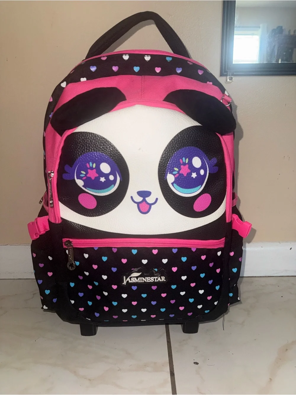 Kids Panda Backpack - Pink & Black